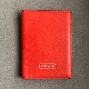 Coach red leather passport cover